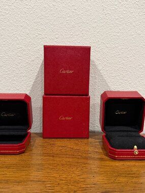 Cartier Jewelry Box Lot with Original Outer Boxes Authentic Red Presentation
